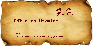 Fórizs Hermina névjegykártya